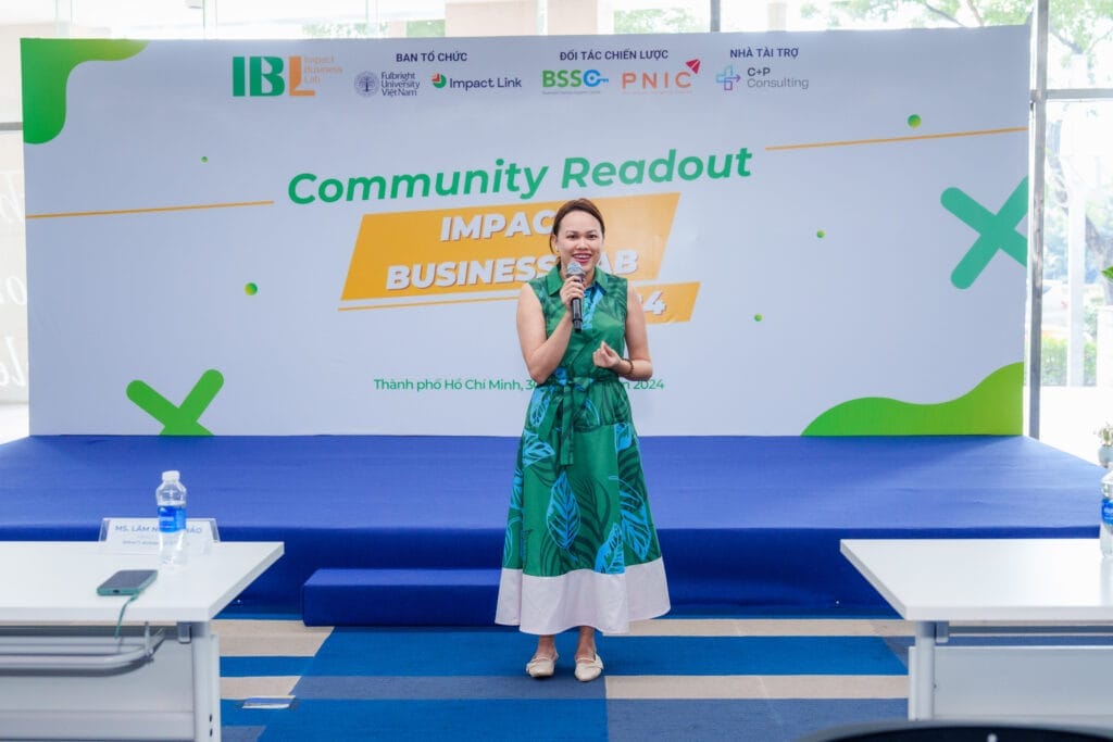 Impact Link Asia CEO, Thao Lam, speaking at the IBL showcase